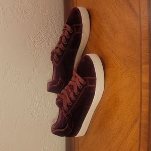 Circus by Sam Edelman Sz 6.5 Caprice Faux Velvet Cranberry lace up tennis shoes